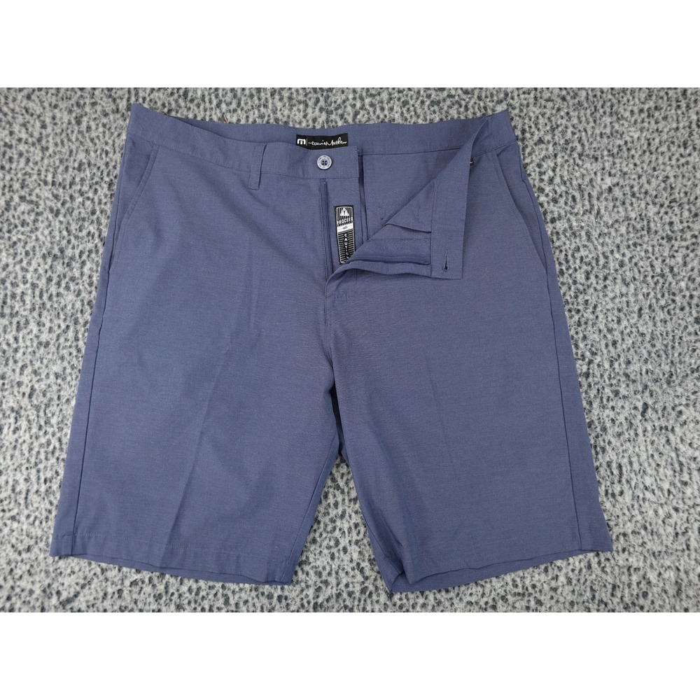 TravisMathew Golf Shorts Mens 38 Blue Good Performance Stretch Flat Front